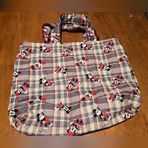 Disney Minnie Mouse Plaid Tote Bag | Reversible Style Shoulder Bag
